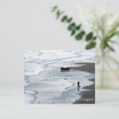 シェベニンゲンビーチ来:海は夕暮れ時に上陸 ポストカード (スタンド正面)