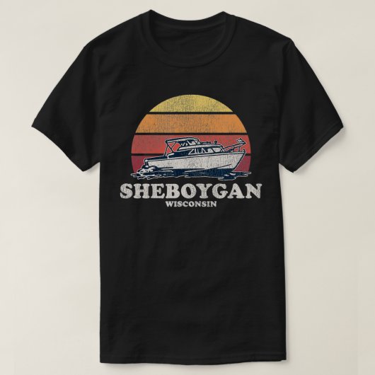 シェボイガンWIヴィンテージボート70sレトロボートデザイン Tシャツ (デザイン正面)