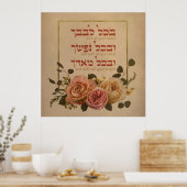 シェマイスラエル祈りの言葉引用文 – ヘブライ語&英語 ポスター (キッチン)