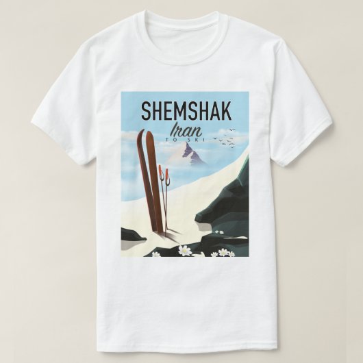 シェムシャク イラン スキーポスター Tシャツ (デザイン正面)