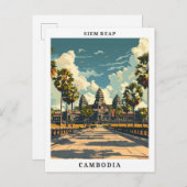 シェムリアップカンボジアエレガントアートヴィンテージトラベル ポストカード (正面/裏面)