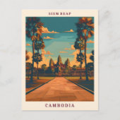 シェムリアップカンボジアエレガントアートヴィンテージトラベル ポストカード (正面)