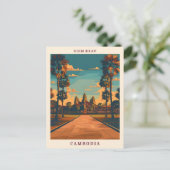 シェムリアップカンボジアエレガントアートヴィンテージトラベル ポストカード (スタンド正面)
