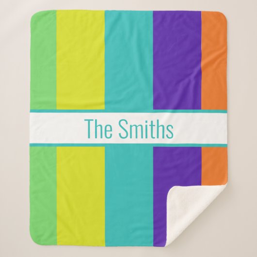 シェラパーソナライズされたパストライプの毛布 シェルパブランケット (正面)