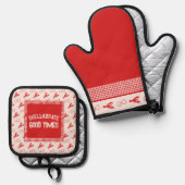 シェラブラート・グッド・タイムズ・カジュアル・シーフード・ギンガム 鍋つかみ&鍋敷きセット (正面/裏面)