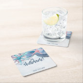 シェラブレーション | 水彩 ビーチ スターフィッシュ シェル スクエアペーパーコースター (インサイチュ)