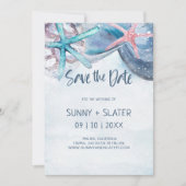 シェラブレーション 水彩 ビーチ タマゴガイ ウミガメの殻 セーブザデート (正面)