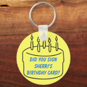 シェリの誕生日カードにサインした？ キーホルダー (正面)