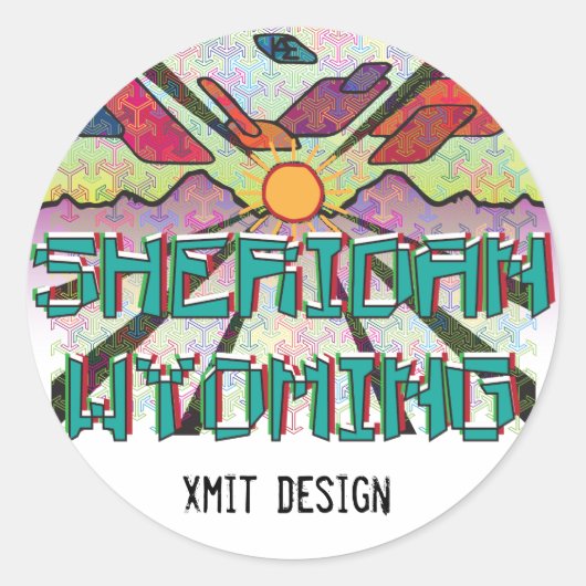 シェリダンワイオミング・バンパー・ステッカー！ ラウンドシール (正面)