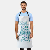 シェリッシュwhatが重要ティール（緑がかった色） エプロン (着用した状態)