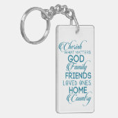 シェリッシュwhatが重要ティール（緑がかった色） キーホルダー (正面左)