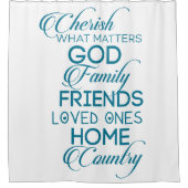 シェリッシュwhatが重要ティール（緑がかった色） シャワーカーテン (正面)