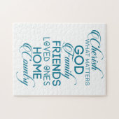 シェリッシュwhatが重要ティール（緑がかった色） ジグソーパズル (横)