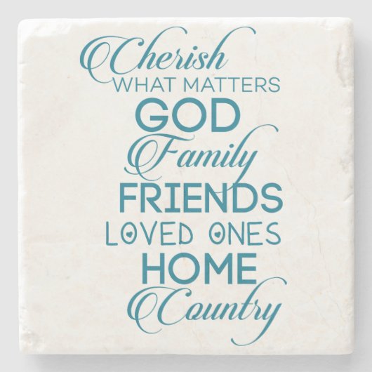 シェリッシュwhatが重要ティール（緑がかった色） ストーンコースター (正面)