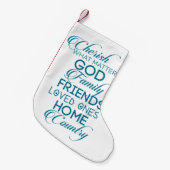 シェリッシュwhatが重要ティール（緑がかった色） スモールクリスマスストッキング (正面 (吊り時))