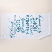 シェリッシュwhatが重要ティール（緑がかった色） ビーチタオル (正面)