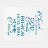 シェリッシュwhatが重要ティール（緑がかった色） フリースブランケット (正面(横))