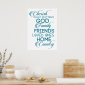 シェリッシュwhatが重要ティール（緑がかった色） ポスター (キッチン)