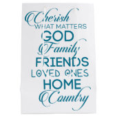 シェリッシュwhatが重要ティール（緑がかった色） ミディアムペーパーバッグ (裏面)