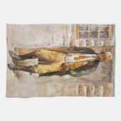 シェリフポートレートバイセルツァー、ヴィンテージウェストカウボーイ キッチンタオル (横)