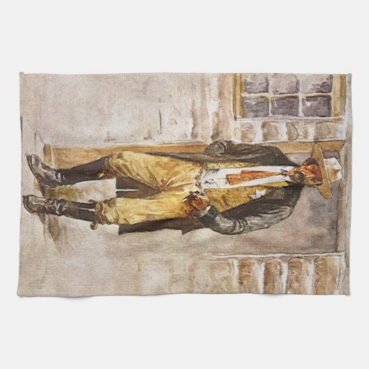 シェリフポートレートバイセルツァー、ヴィンテージウェストカウボーイ キッチンタオル (横)