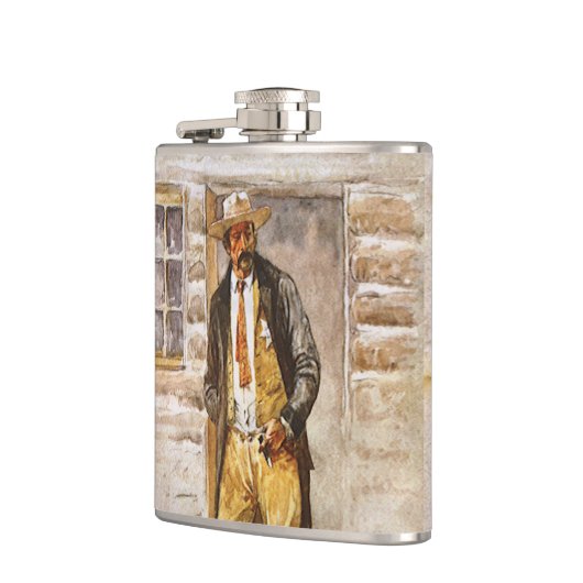 シェリフポートレートバイセルツァー、ヴィンテージウェストカウボーイ フラスク (左)
