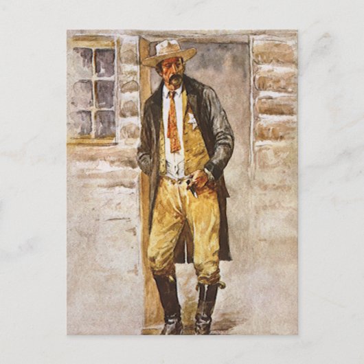 シェリフポートレートバイセルツァー、ヴィンテージウェストカウボーイ ポストカード (正面)