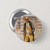 シェリフポートレートバイセルツァー、ヴィンテージウェストカウボーイ 缶バッジ (正面&裏面)