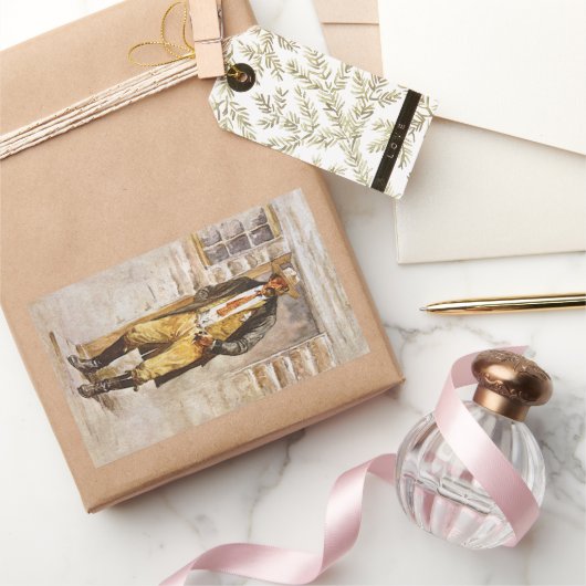 シェリフポートレートバイセルツァー、ヴィンテージウェストカウボーイ 長方形シール (ギフト)