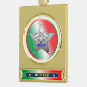 シェリフ退職したカスタムクリスマス飾り ゴールドプレートバナーオーナメント (左)