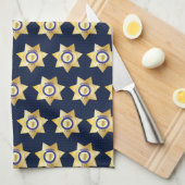 シェリフ金ゴールドスターバッジおもしろい キッチンタオル (四つ折り)