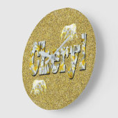 シェリルの名前にフランギパニの花   ラージ壁時計 (傾斜)