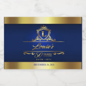 シェリルの50歳の誕生日ネイビー金ゴールドミニ スパークリングワインラベル (シングルラベル)