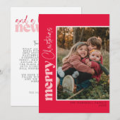 シェリル 赤とピンクのクリスマス フォト カード (正面/裏面)