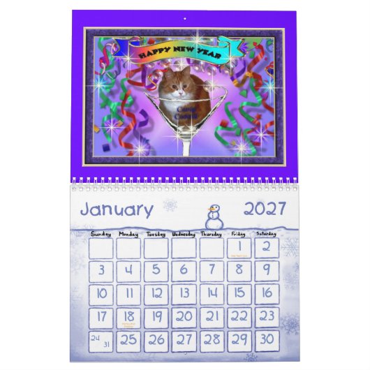 シェリーの猫 カレンダー (1月 2027)