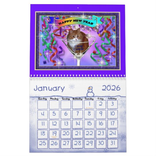 シェリーの猫 カレンダー (1月 2026)