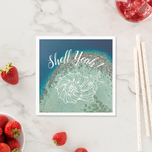 シェルうん！ヴァージン島の水の上に貝殻と スタンダードカクテルナプキン (インサイチュ)