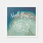 シェルうん！ヴァージン島の水の上に貝殻と スタンダードカクテルナプキン (正面)