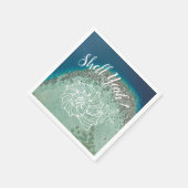 シェルうん！ヴァージン島の水の上に貝殻と スタンダードカクテルナプキン (角)