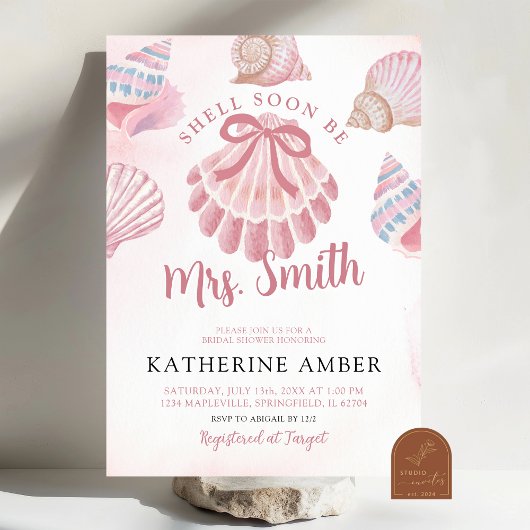 シェルが間もなくミセスビーチの海のプリンセスシャワー 招待状