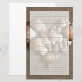 シェルで作られたバレンタインハート 便箋 (正面/裏面)