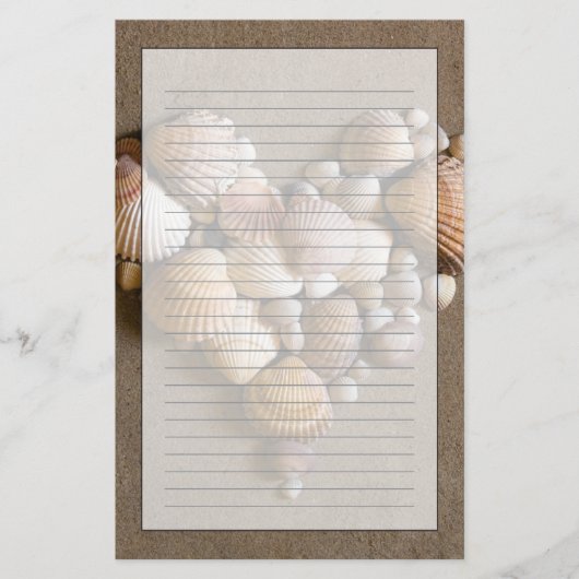 シェルで作られたバレンタインハート 便箋 (正面)