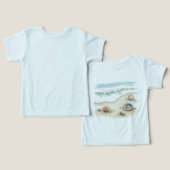 シェルとサンドの水彩ビーチ トッドラーTシャツ (デザイン正面&裏面)