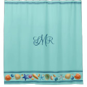 シェルとストライプシャワーカーテン シャワーカーテン (正面)