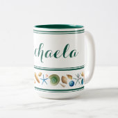 シェルとストライプツートーンコーヒーマグ ツートーンマグカップ (正面右)