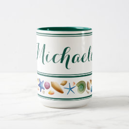 シェルとストライプツートーンコーヒーマグ ツートーンマグカップ