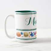 シェルとストライプツートーンコーヒーマグ ツートーンマグカップ (左)