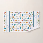 ***シェルとストライプバスタオルセット バスタオルセット (ハンドタオル)