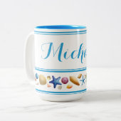 シェルとストライプ ツートーンマグカップ (正面左)