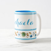 シェルとストライプ ツートーンマグカップ (正面右)